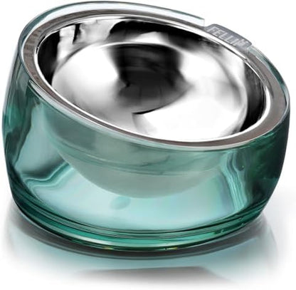 Felli Oblik 15° Tilted Small Animal Bowls for Pet Food & Water 6 oz Stainless Steel Dish Removable, Slanted Metal Plate Feeder for Kitten Puppy Rabbit Bunny Guinchilla Pig (0.75 Cups, Classic) by Felli