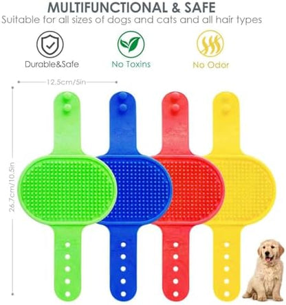 4 Pack Dog Grooming Brush, Premium Soft Silicone Pet Bath Brushes with Adjustable Handle, Shampoo Soothing Comb for Wet Dry Long Short Haired Dogs & Cats Massaging, Deshedding - Image 2