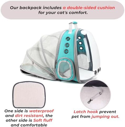 Lollimeow Cat Carrier Backpack, Expandable Bubble Pet Carrier for Cats and Small Dogs, Airline Approved Travel Backpack for Hiking, Walking & Outdoor Adventures - Supports up to 14 lbs - Image 6