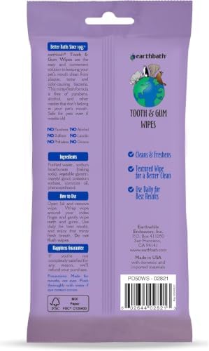 earthbath Tooth & Gum Wipes, Mint Dog Teeth Cleaning Wipes, 50 Count - Image 7