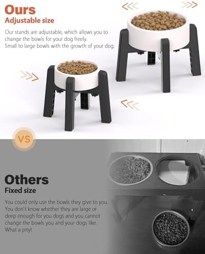 CZPET Dog Bowl Stand with Adjustable Width [2 Pack, Stand Only] - Image 2