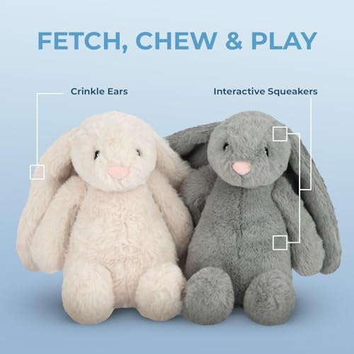 Best Pet Supplies Bunny Buddy Squeaky Plush Dog Toy - Beige, Small - Image 3