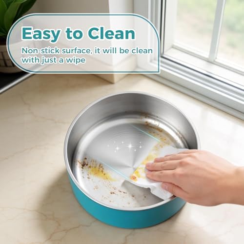WENBOKMIN Dog Bowl, Stainless Steel Food and Water Bowl, 64oz, Lake Blue | Non Slip Quiet Bottom, Easy to Clean, Dishwasher Safe - Image 5