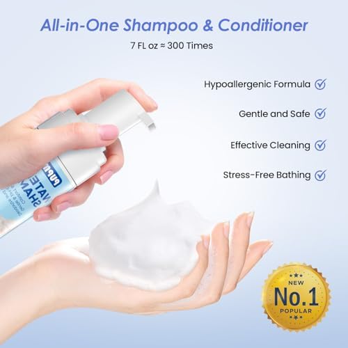Waterless Cat Shampoo with Cat Brush - No Rinse Foam Dry Shampoo | Deep Cleansing Relieves Itchy Skin & Shedding | Gentle, pH-Balanced for Kittens Sensitive Skin | 2 Shampoo*1 Brush - Image 5