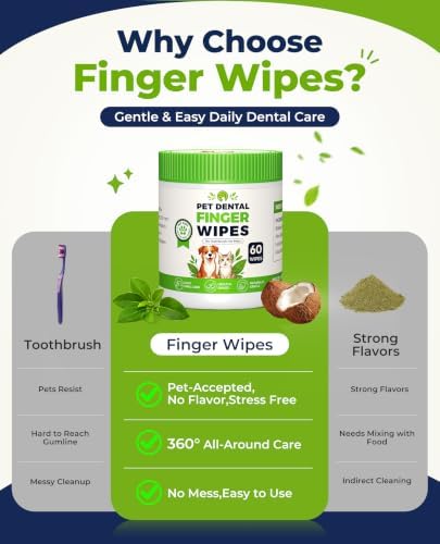 Dog Dental Wipes for Teeth Cleaning, Finger Toothbrush Wipes for Dogs Cats,Dog Teeth Cleaning Wipes Reduce Bad Breath & Plaque Tartar, No-Rinse Daily Oral Care,Dog Toothbrush & Toothpaste Alternatives - Image 3