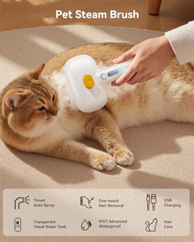 ROJECO 3-in-1 Pet Steam Brush,Spray Hair Removal Detangling Comb - Image 2