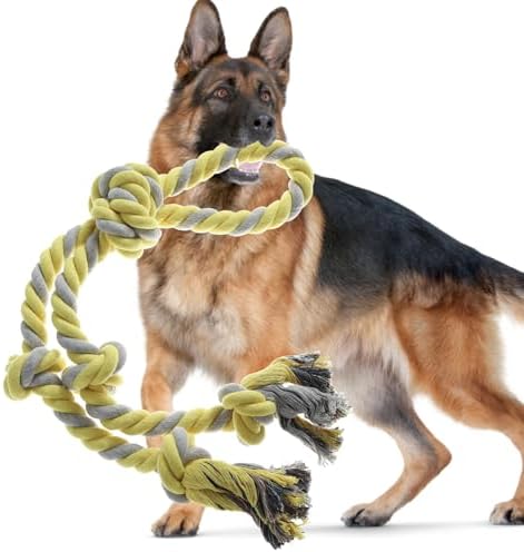 Rope Toy for Dogs，Large Dog Rope Toys for Aggressive Chewers, Heavy Duty Dog Toys for Large Medium Breed, Indestructible Tough Chew Toys Tug of War Dog Toy Cotton Rope for Teeth Cleaning by Kwispel