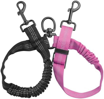 YAODHAOD Double Dog Leash,Two Dog Leash Splitter, No Tangle 360° Swivel Rotation Reflective Lead, Adjustable Length Bungee Heavy Duty Walking Training Dual Extension (Black + Rose red) - Image 6