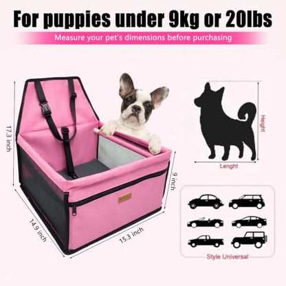 Pet Dog Booster Seat, Upgrading the Framed wall to Prevent Collapse，Breathable and Foldable Pet Car Basket，Removable andWashable pet car seat - Image 4