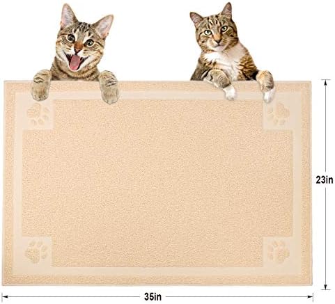 UPSKY Large Cat Litter Mat Trapper 35"×23", Waterproof, Non-Slip, Beige - Image 2