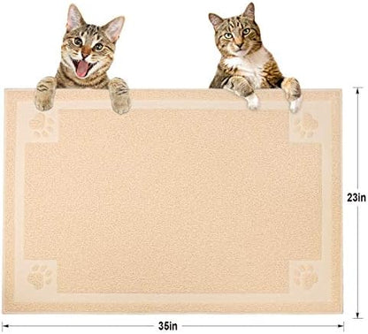 UPSKY Large Cat Litter Mat Trapper 35"×23", Waterproof, Non-Slip, Beige - Image 2