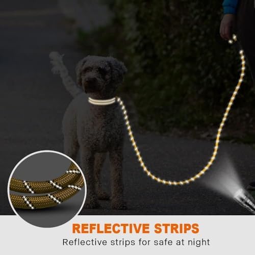 Taglory Rope Dog Leash for Small Medium Dogs, 6 FT Padded Handle, Yellow - Image 5