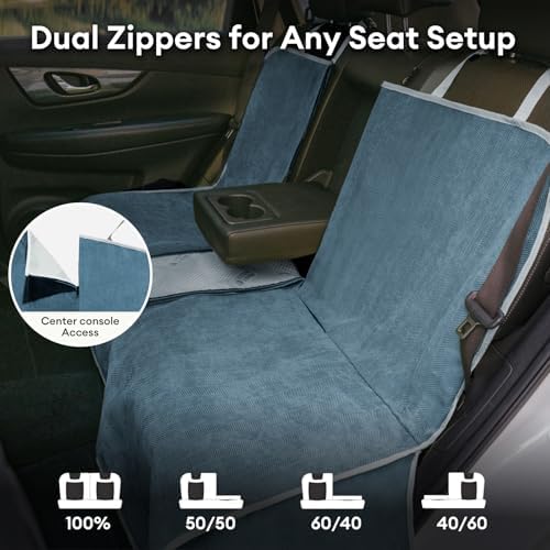 FUNNY FUZZY Dog Car Seat Cover for Back Seat, Back Seat Pet Cover for Dogs Waterproof, Scratchproof Dog Backseat Cover, Non-Slip Bench Car Seat Protector, Universal Fit Most Cars, SUVs, Trucks, Blue - Image 5