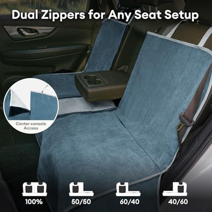 FUNNY FUZZY Dog Car Seat Cover for Back Seat, Back Seat Pet Cover for Dogs Waterproof, Scratchproof Dog Backseat Cover, Non-Slip Bench Car Seat Protector, Universal Fit Most Cars, SUVs, Trucks, Blue - Image 5