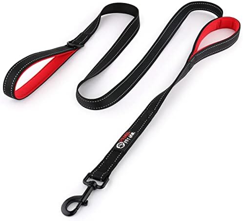 Primal Pet Gear Dog Leash 6ft Long,Traffic Padded Two Handle,Heavy Duty,Reflective Double Handles Lead for Control Safety Training,Leashes for Large Dogs or Medium Dogs,Dual Handles Leads(Black) by PrimalPetGear