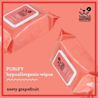 Wags & Wiggles Hypoallergenic Dog Wipes, Zesty Grapefruit, 100 Count - Image 2