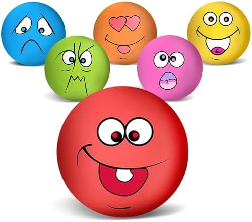 3.14" Squeaky Dog Toys Funny Smile Face Chewing Latex Rubber Soft Fetch Play Interactive Squeaky Dog Balls for Puppy Small Medium Pet Dog (6PCS) by Coricorsu
