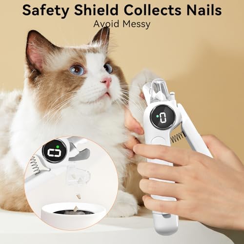 Dog Nails Clippers & Grinders - 2in1 Trimmer with LCD Display and LED Lights Cat Claw Nail File with Protective Guard Rechargeable Electric Pet Toenail Silent Grooming Pro - Image 7