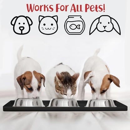 DogBuddy Dog Food Mat – Waterproof Dog Bowl Mat for Food and Water, Silicone Pet Feeding Mats for Floors, Non-Slip Placemat with High Edges for Dogs Bowls, Puppy Essentials (Small: 19"x12", Black) - Image 4
