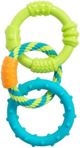 Pupstages Dental Links Dog Chew Toy, Textured Rings & Woven Rope, 8.5" by Petstages