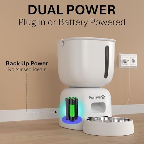 Automatic Cat Feeder and Water Fountain Set, White - 3L Feeder & 2L Fountain, Stainless Steel Bowl, Locking Lid, Plug-in/Battery Powered, 4 Meals/Day, 10s Voice Recorder for Cats and Small Dogs - Image 5