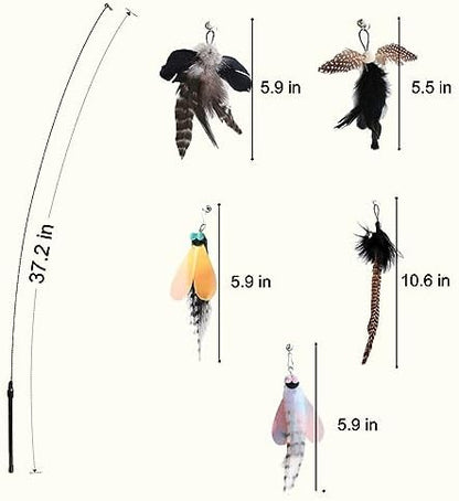 Yauende Cat Feather Toys, Indoor Cat Interactive Toys, 2 PCS Flexible Wire and 5 PCS Cat Feather Toys, for Bored Indoor Cats, Indoor Cat Chase Toys - Image 2