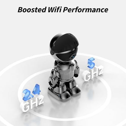 GBIUT Indoor Camera 2K HD 5G/2.4Ghz WiFi Pet Robot Camera Motion Detection and Alarm,Two-Way Talk,Color Night Vision, Nanny Cam Compatible with Alexa（Black） - Image 2