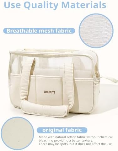 ONECUTE Dog Purse Carrier for Small Dogs Rabbit cat with Large Pockets, Cotton Bag, Dog Carrier Soft Sided, Collapsible Travel Puppy Carrier (Beige Breathable, 13.6" L x 6.5" W x 10.0" H) - Image 6