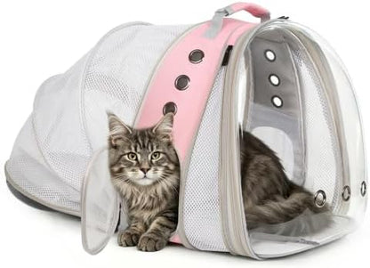 Dual Expandable Large Cat Backpack Carrier, Pink by halinfer