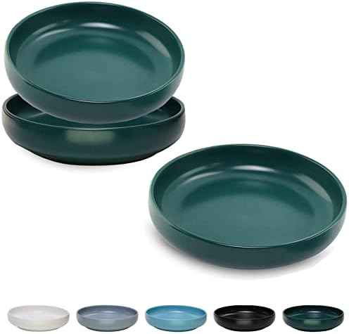 Ceramic Cat Bowls,Shallow Cat Dishes for Food and Water, 6 inch Matte Finish Wide Cat Food Bowl,Whisker Fatigue Free Pet Puppy Kitten Bowl Set of 3,Dishwasher Safe by Lfpkixise