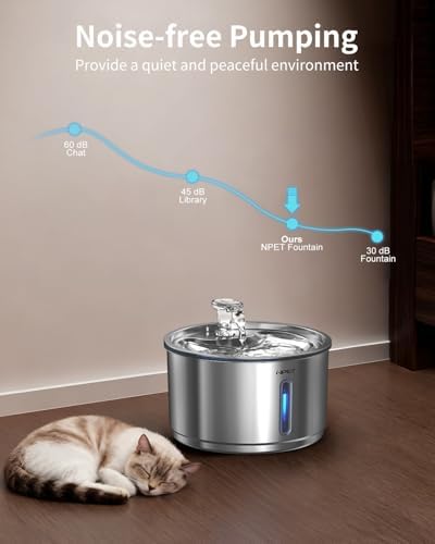 NPET Stainless Steel Cat Water Fountain, 1Gallon/135oz, Set - Image 6