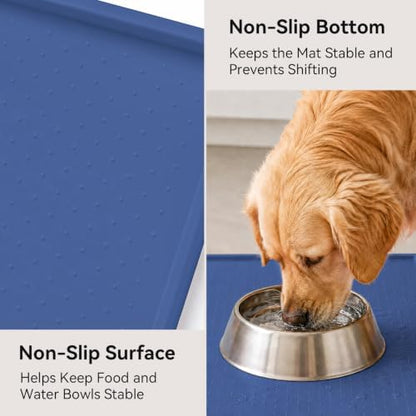 Extra Large Dog Food Mat, Food-Grade Silicone Mat, 24x16, Blue - Image 5