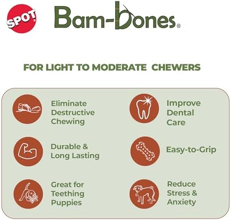 SPOT Bam-Bones Wishbone Dog Chew Toy, Bamboo Fiber Blend, Non-Splintering Durable Chew for Light to Moderate Chewers, Adult Dogs & Teething Puppies 25–50 lbs, Bacon Flavor, 7 in - Image 4