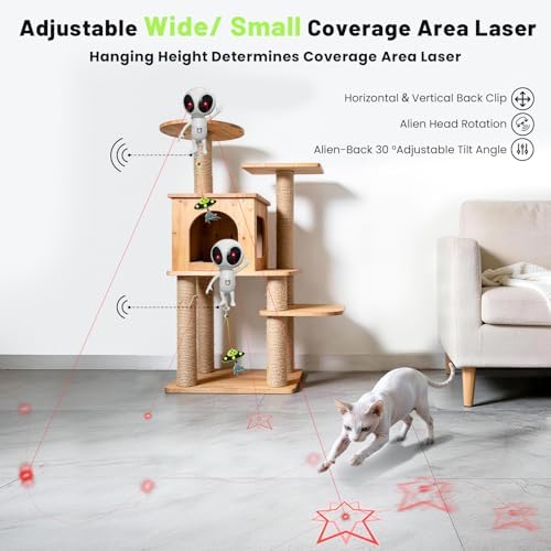 ORSDA Laser Cat Toys for Indoor Cats, 2 in 1 Interactive Automatic Dual Laser & Catnip UFO Dangler for Kitten Toys, Truly Random Trajectory Radar Motion-Activated, Rechargeable 4 Modes, Clamp Design - Image 4