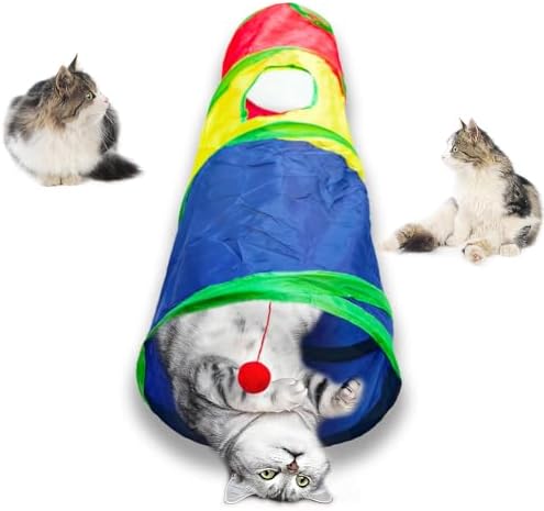 Cat Tunnel Tube Toys，Tunnels for Indoor Cats, 2 Way Foldable by Deofun