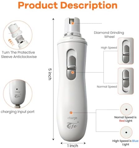 Tife Dog Nail Grinder for Dogs and Cats, Quiet Rechargeable - Image 4