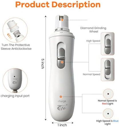 Tife Dog Nail Grinder for Dogs and Cats, Quiet Rechargeable - Image 4