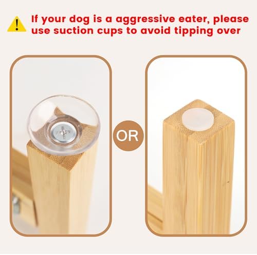 Elevated Dog Bowl Stand Adjustable Dog Food Holder 10”H Medium Bamboo - Image 5