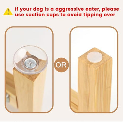 Elevated Dog Bowl Stand Adjustable Dog Food Holder 10”H Medium Bamboo - Image 5