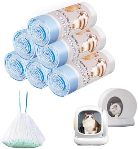 120 Count Self-Cleaning Cat Litter Box Liners Compatible With MW-SC01/SC02/SC09/LR01/LR02, Drawstring Heavy Duty Kitty Waste Bags Disposable Receptacles Bags Trash Bag -18" x 12.6" by Joddguu