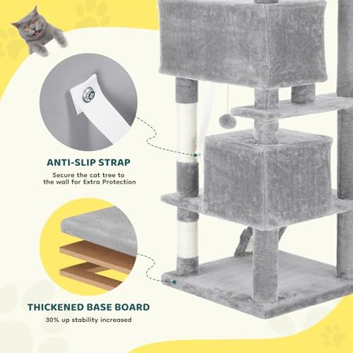 DUMOS 54 Inch Cat Tree Tower with Scratching Posts, Indoor Use - Image 4