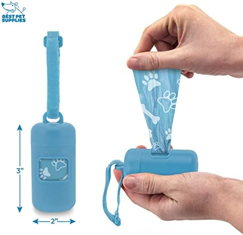 Best Pet Supplies Dog Poop Bag Holder Leash Attachment with Reusable Dispenser for Travel, Walking, Park, and Outdoor Use, Durable with Clip-On - Baby Blue, Pack of 2, Plastic Dispenser w/30 Bags - Image 3