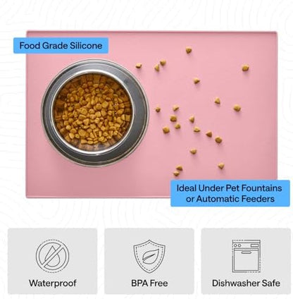 GORILLA GRIP Dog Food Mat, 100% Waterproof Silicone, 26x17 Light Pink - Image 5