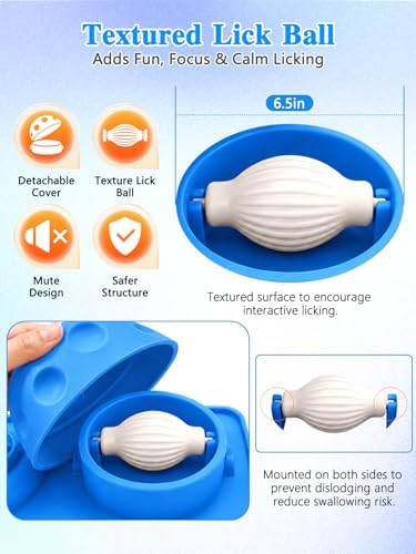 2-in-1 Slow Feeder Dog Lick Bowl with Rolling Ball, Thick Silicone Dog Bowl - Image 5