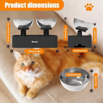 Adjustable Elevated Cat Bowls with 2 Stainless Steel Bowls 6.1”–7.3” Raised Feeding Station with 30° Tilt to Reduce Vomiting & Neck Strain, Stable Non-Slip Stand for Indoor Cats, Small Dogs & Puppies - Image 6