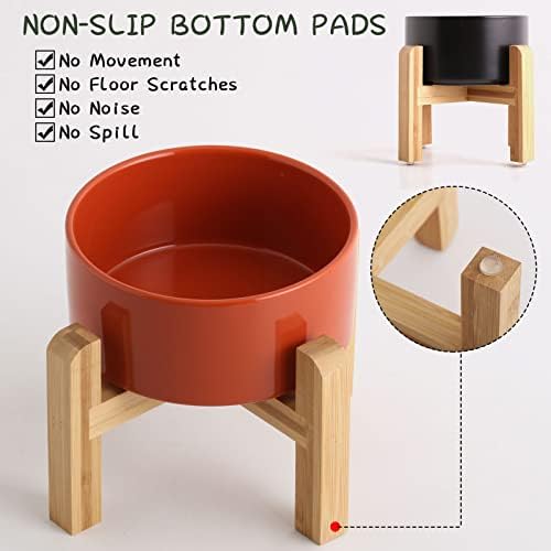 Petygooing 28 OZ Rust Red Elevated/Raised Ceramic Dog Bowl for Small and Medium Breeds, Dog Food Water Dish with Stand,Pet Feeding Bowl with Anti Slip Rubber for Cats Small and Medium Dogs (3.6 Cups) - Image 2