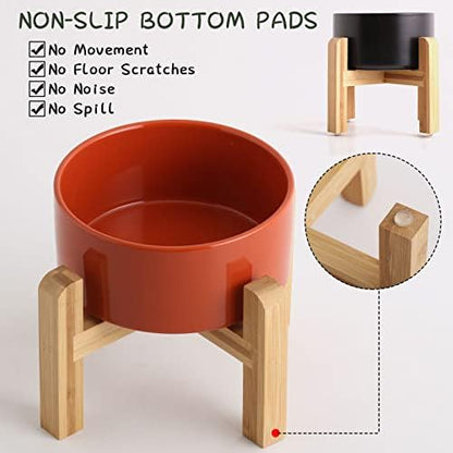 Petygooing 28 OZ Rust Red Elevated/Raised Ceramic Dog Bowl for Small and Medium Breeds, Dog Food Water Dish with Stand,Pet Feeding Bowl with Anti Slip Rubber for Cats Small and Medium Dogs (3.6 Cups) - Image 2