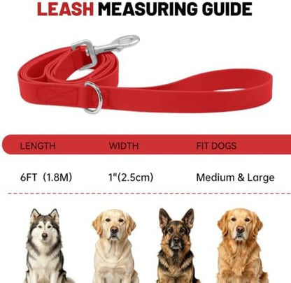 Waterproof Dog Leash with Double Handle, 6 FT Durable Odor-Proof Dog Leashes with Strong Aviation Aluminum Hooks Fits Small Medium or Large Dogs - Image 4