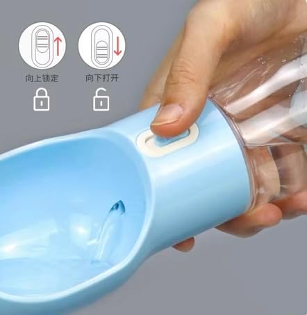 All-in-One Pet Water Bottle with Food Container, Poop Bag Dispenser & Shovel | Portable Dog Travel Bottle | Leak-Proof, BPA-Free, One-Hand Operation | Outdoor Pet Feeder (Blue)