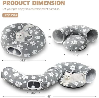 Cute Round Cat Tunnel for Indoor Cats, Grey - Image 6